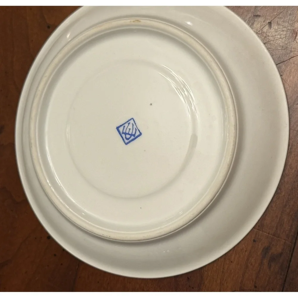 Vintage Japanese Fine Porcelain Cobalt Blue Yellow Teacup & Saucer Set Lot of 2